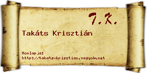 Takáts Krisztián névjegykártya